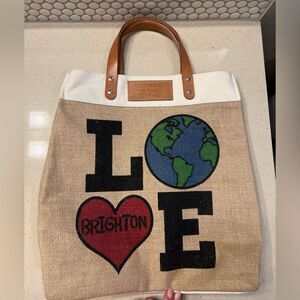 Brighton Love The Earth Jute and Leather Tote Bag Limited Edition Earth Day